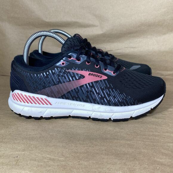 Brooks Womens Sz 7B Addiction GTS 15 Black Pink Running Trianing Shoes Sneakers - Picture 2 of 11